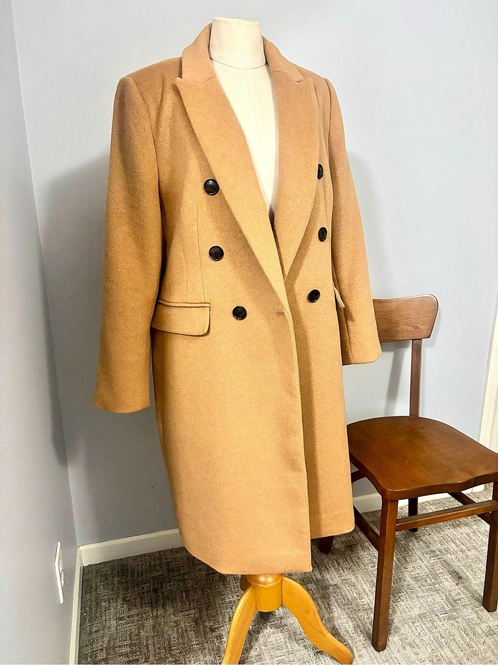 LOFT Double Breasted Long Coat in Carmel New W/O Tags